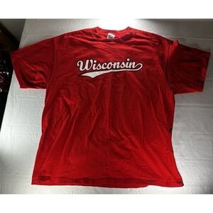 Vintage‎ Wisconsin Badgers Shirt Mens XL Red Y2K Delta Pro Graphic Logo NCAA Tee